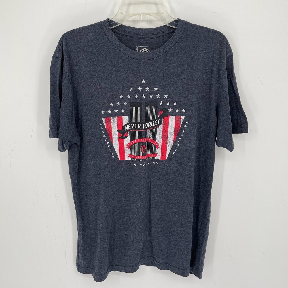 Primitive Men's Charcoal Gray Never Forget 9/11 Memorial Graphic T-Shirt Size L